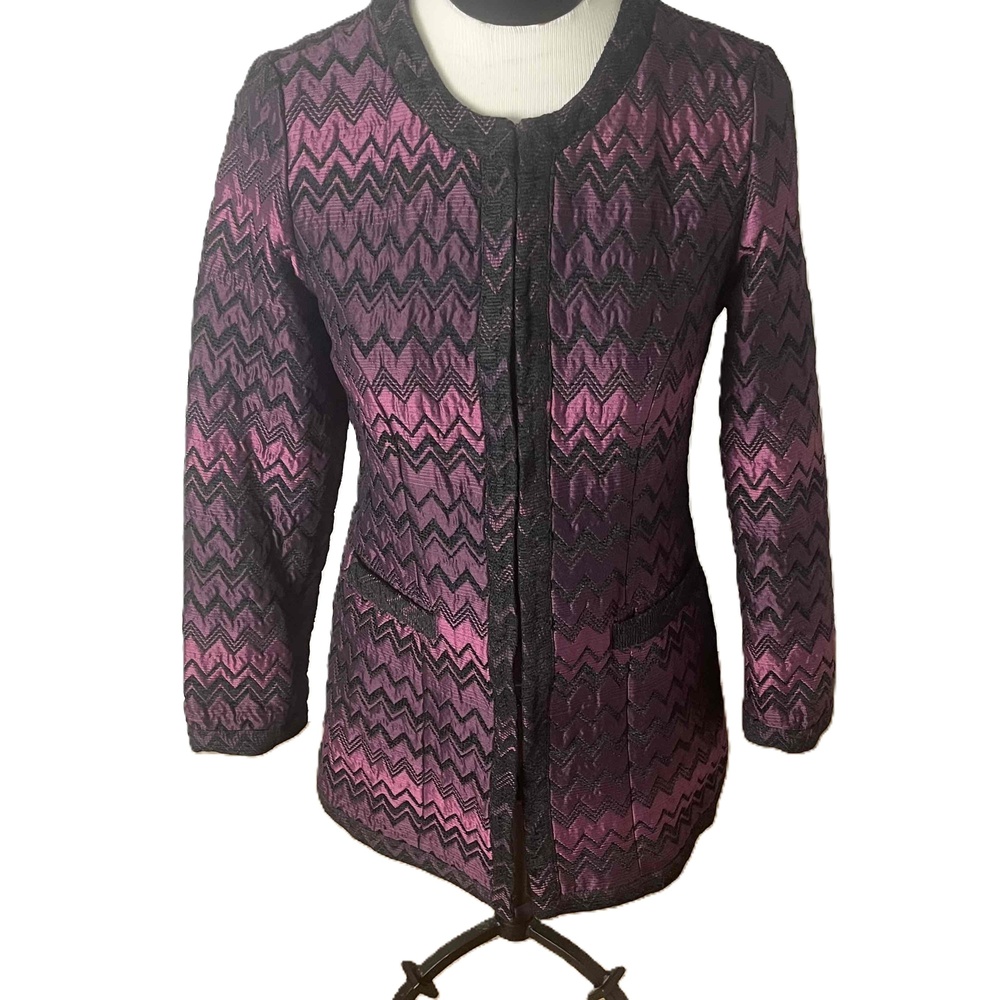 Chico Purple Black Quilted Abstract Coat Jacket Size‎ Small
